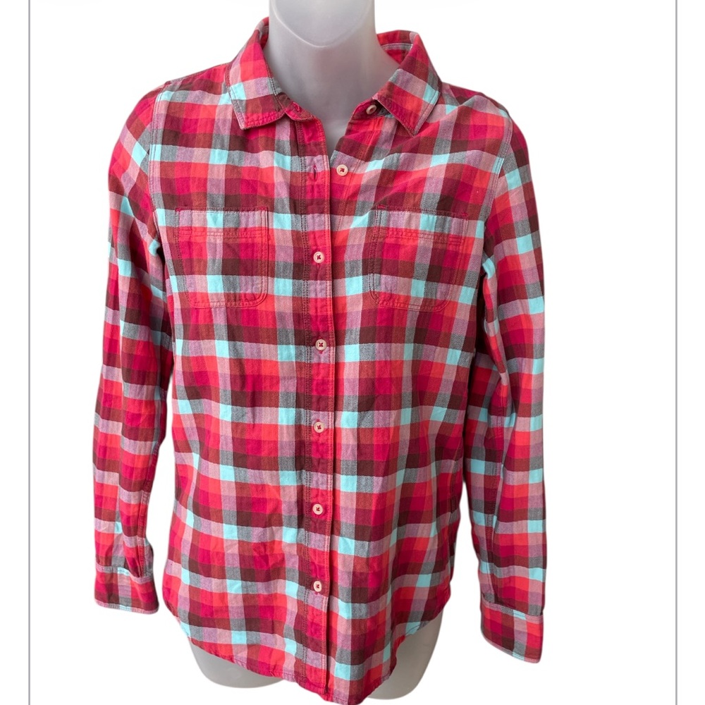 The North Face flannel button down shirt girls size  small youth colorful plaid